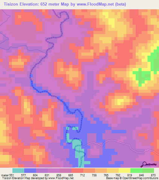 Tisizon,Guatemala Elevation Map