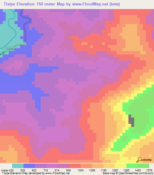 Tisipe,Guatemala Elevation Map