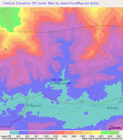 Tishical,Guatemala Elevation Map