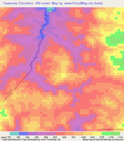 Tisamarte,Guatemala Elevation Map