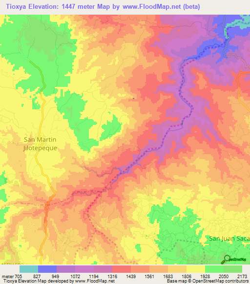 Tioxya,Guatemala Elevation Map