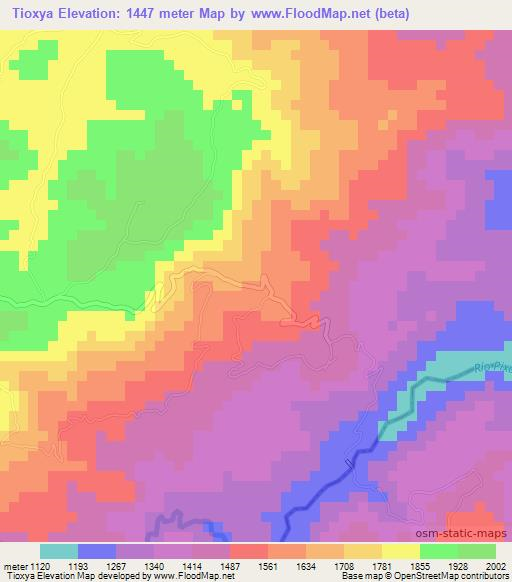 Tioxya,Guatemala Elevation Map