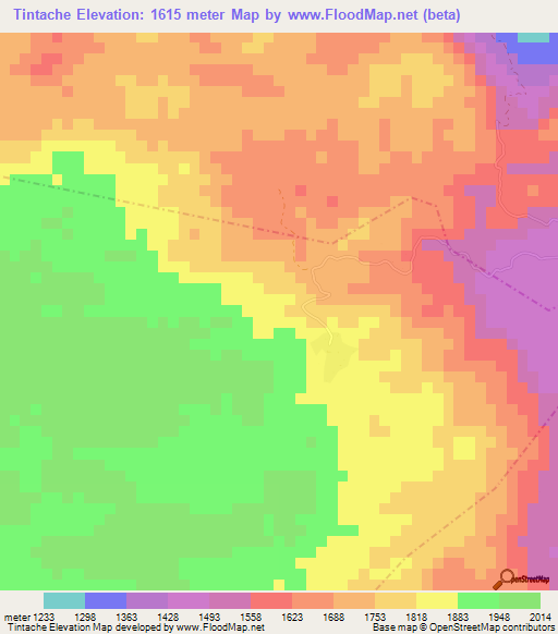 Tintache,Guatemala Elevation Map