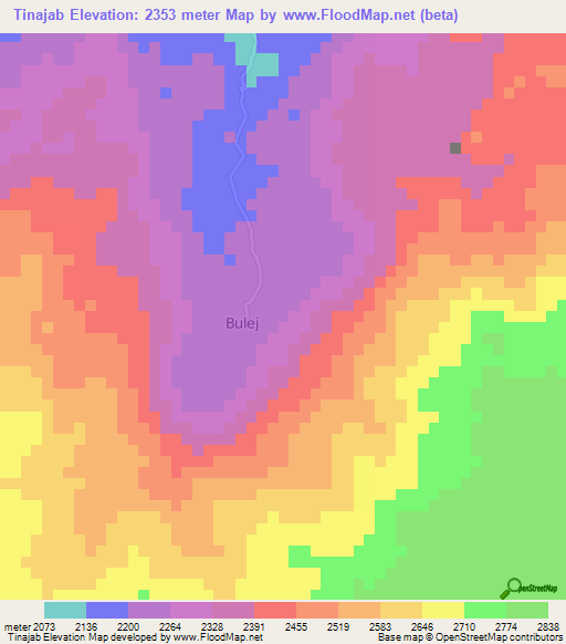 Tinajab,Guatemala Elevation Map