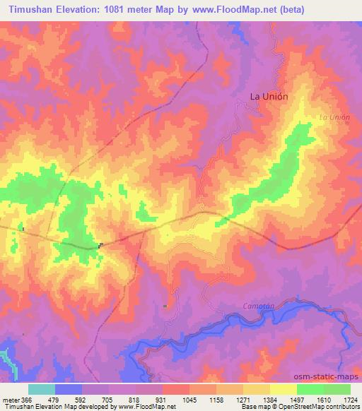 Timushan,Guatemala Elevation Map