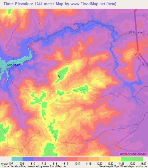 Timte,Guatemala Elevation Map