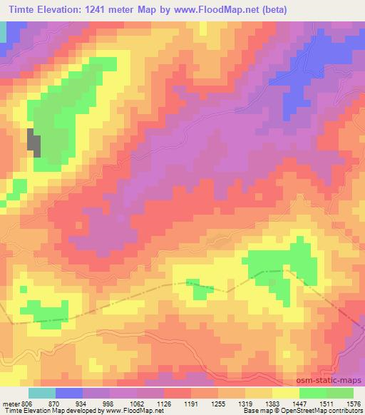 Timte,Guatemala Elevation Map