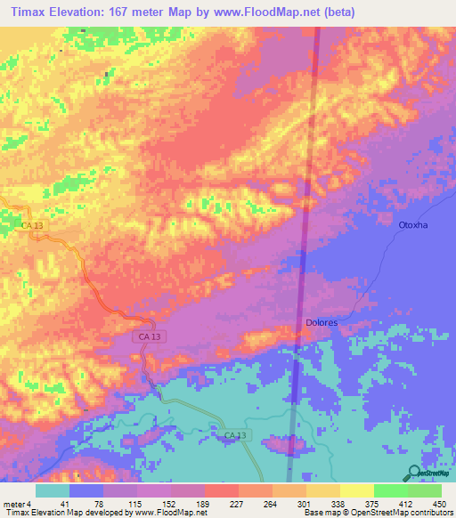 Timax,Guatemala Elevation Map