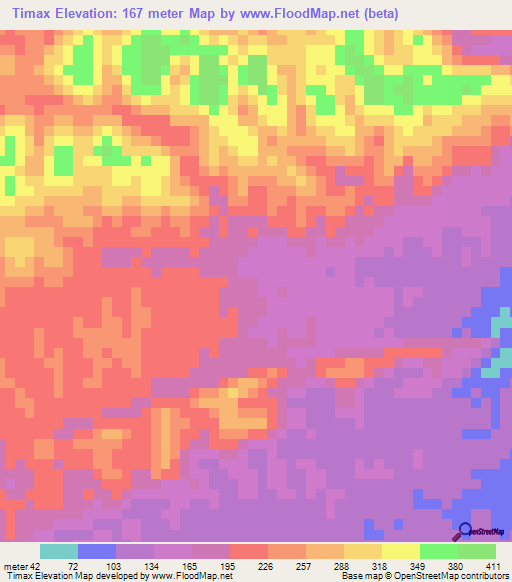 Timax,Guatemala Elevation Map