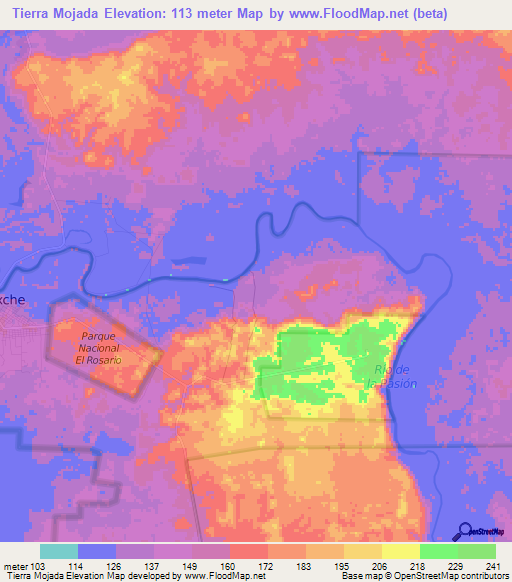 Tierra Mojada,Guatemala Elevation Map