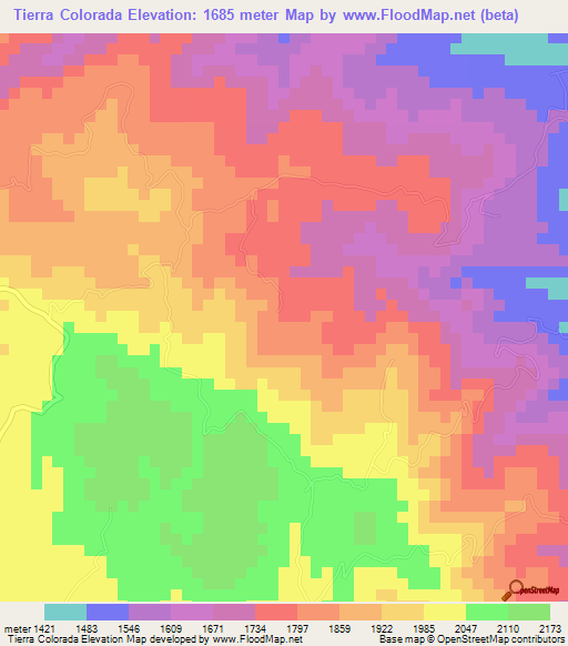 Tierra Colorada,Guatemala Elevation Map