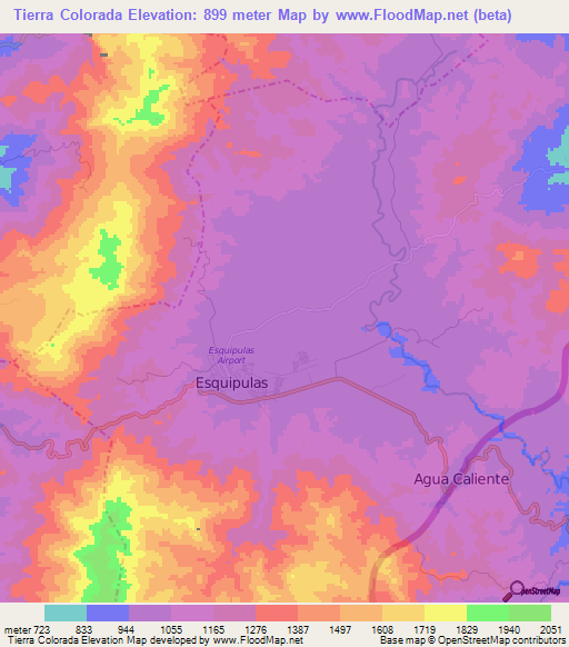 Tierra Colorada,Guatemala Elevation Map