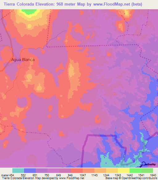 Tierra Colorada,Guatemala Elevation Map