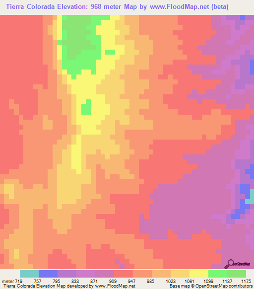 Tierra Colorada,Guatemala Elevation Map