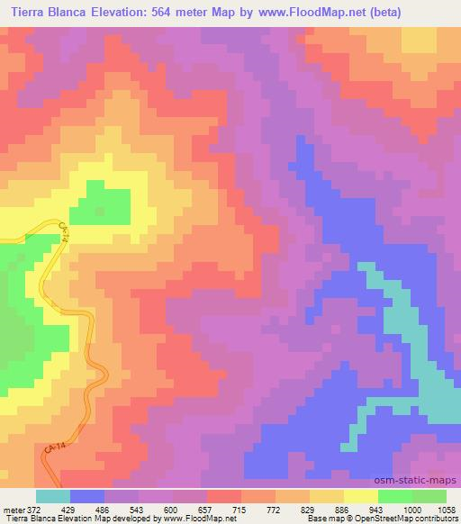 Tierra Blanca,Guatemala Elevation Map