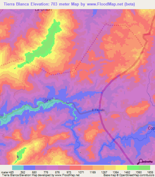 Tierra Blanca,Guatemala Elevation Map