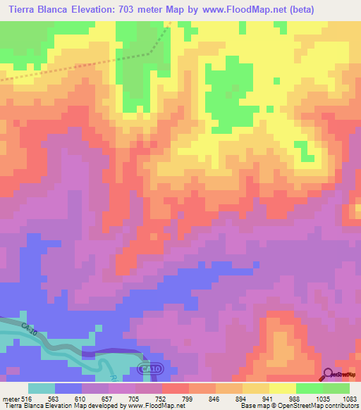 Tierra Blanca,Guatemala Elevation Map