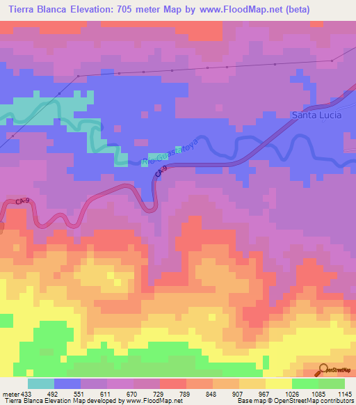 Tierra Blanca,Guatemala Elevation Map