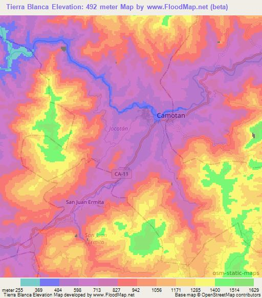 Tierra Blanca,Guatemala Elevation Map