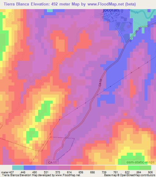 Tierra Blanca,Guatemala Elevation Map