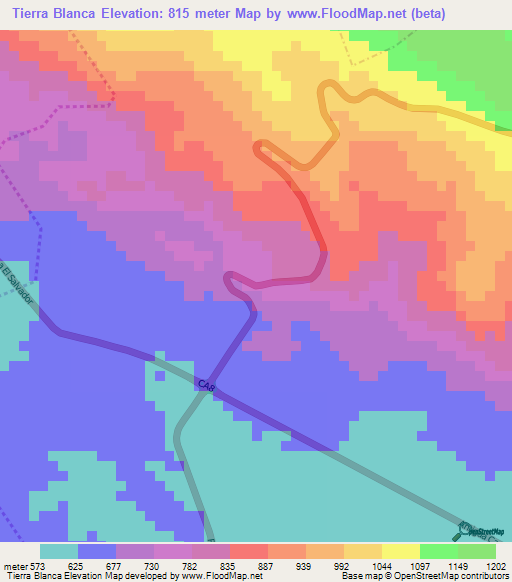 Tierra Blanca,Guatemala Elevation Map