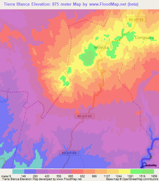 Tierra Blanca,Guatemala Elevation Map