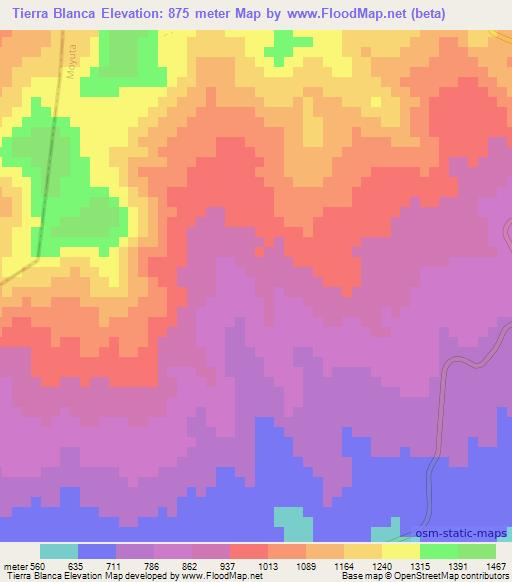 Tierra Blanca,Guatemala Elevation Map