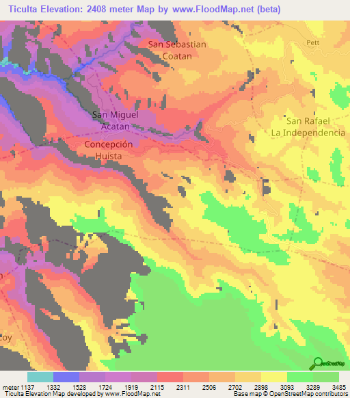 Ticulta,Guatemala Elevation Map