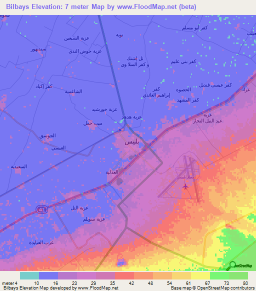 Bilbays,Egypt Elevation Map