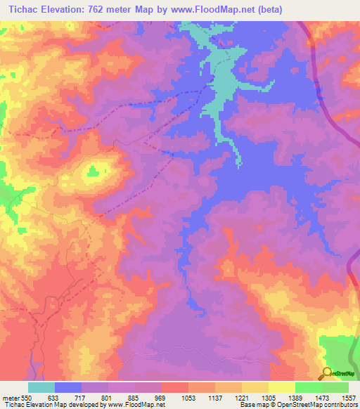 Tichac,Guatemala Elevation Map