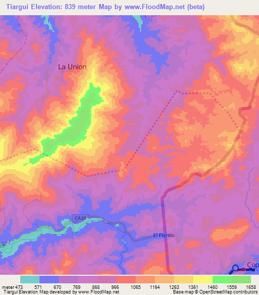 Tiargui,Guatemala Elevation Map