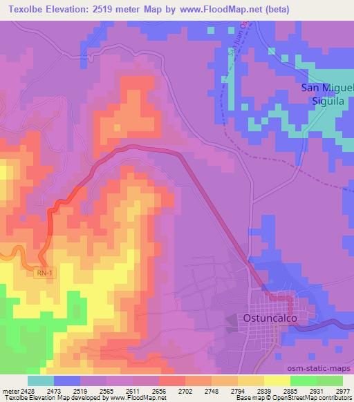 Texolbe,Guatemala Elevation Map