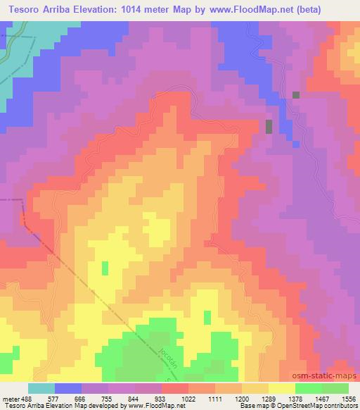 Tesoro Arriba,Guatemala Elevation Map