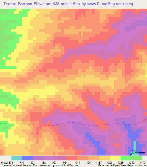 Terrero Barroso,Guatemala Elevation Map