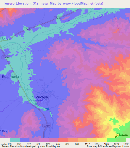 Terrero,Guatemala Elevation Map