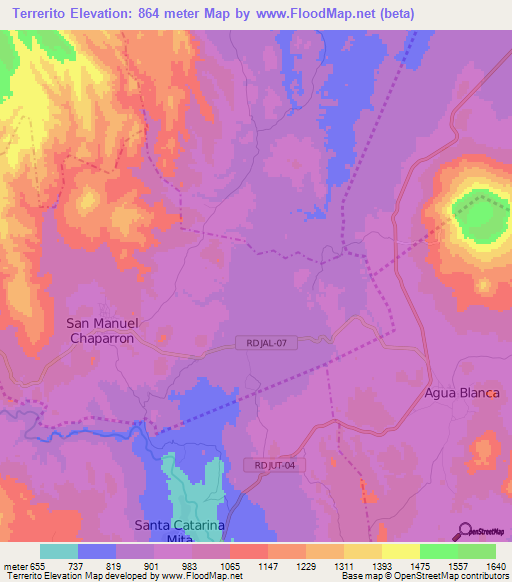 Terrerito,Guatemala Elevation Map