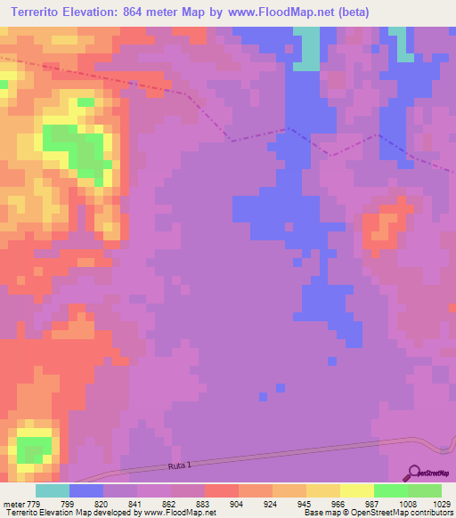 Terrerito,Guatemala Elevation Map