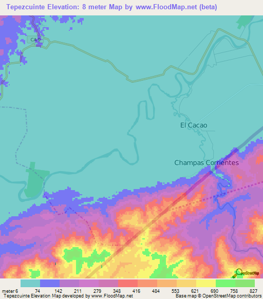 Tepezcuinte,Guatemala Elevation Map