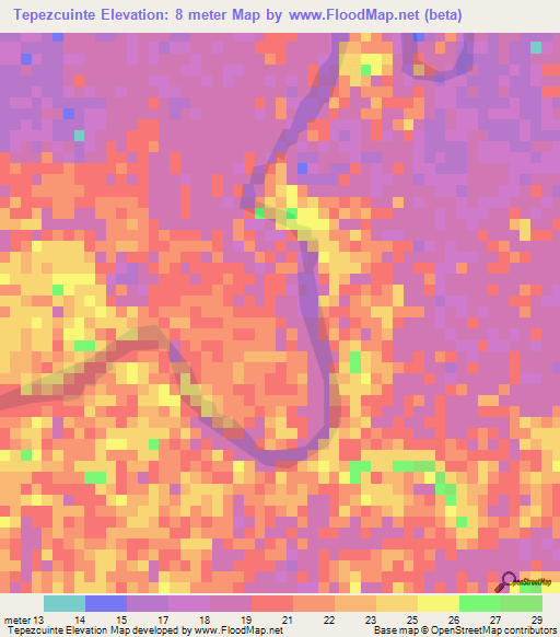 Tepezcuinte,Guatemala Elevation Map