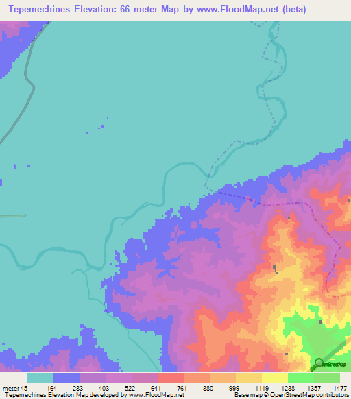 Tepemechines,Guatemala Elevation Map