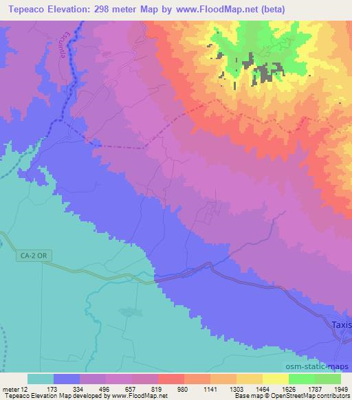 Tepeaco,Guatemala Elevation Map