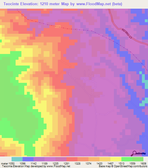 Teocinte,Guatemala Elevation Map