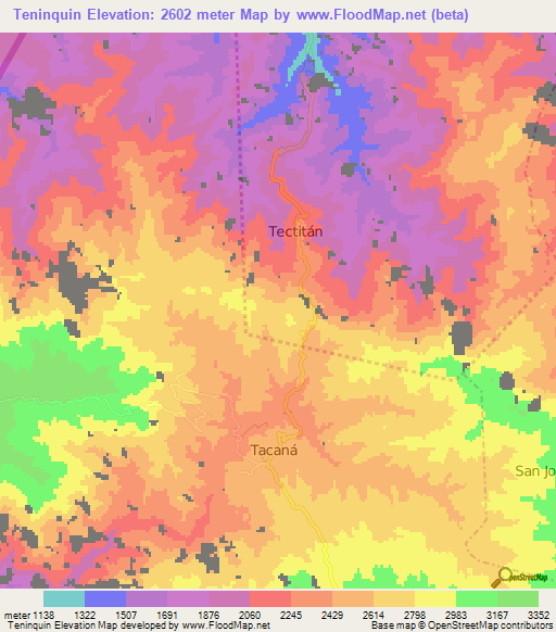 Teninquin,Guatemala Elevation Map