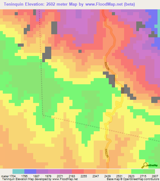 Teninquin,Guatemala Elevation Map