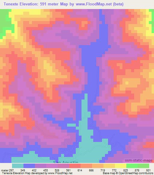 Tenexte,Guatemala Elevation Map