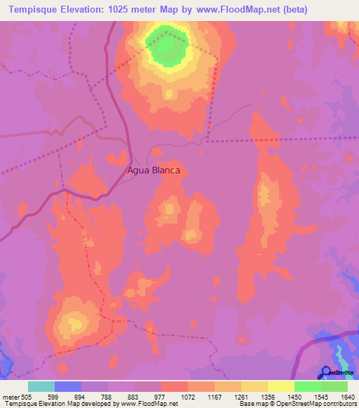 Tempisque,Guatemala Elevation Map