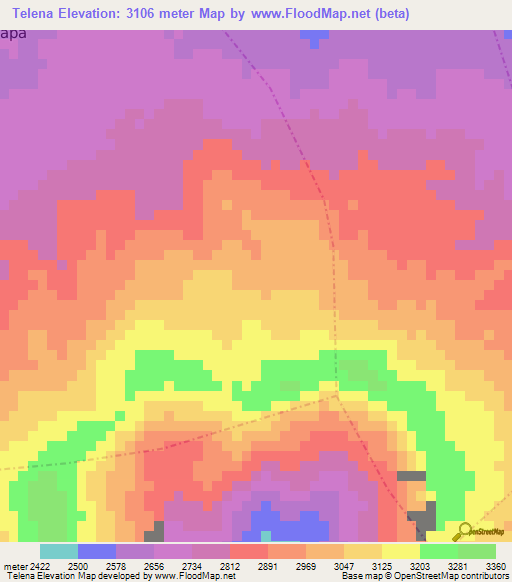 Telena,Guatemala Elevation Map