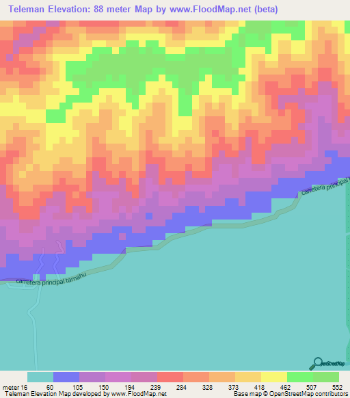 Teleman,Guatemala Elevation Map