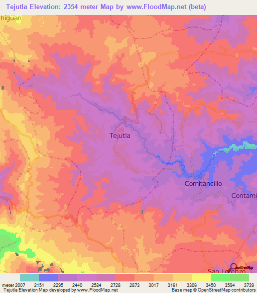 Tejutla,Guatemala Elevation Map