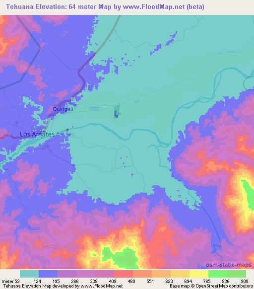 Tehuana,Guatemala Elevation Map